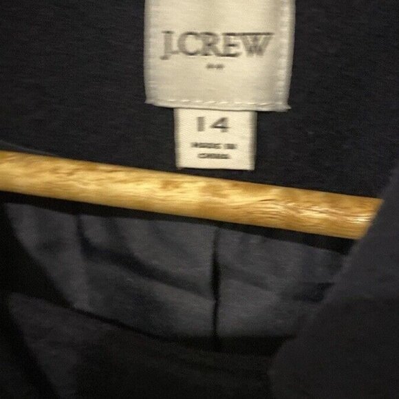 J. Crew Womens 14 Coat Long Blue Wool Blend flap Pockets Button Size L - Picture 4 of 5